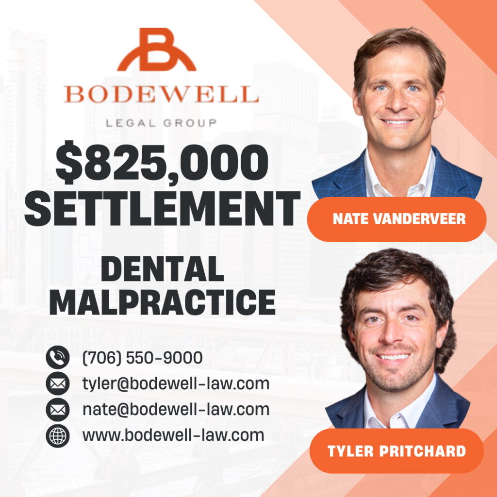 Bodewell Legal Group announces $825,000 dental malpractice settlement for improper tooth extraction and fractured jaw